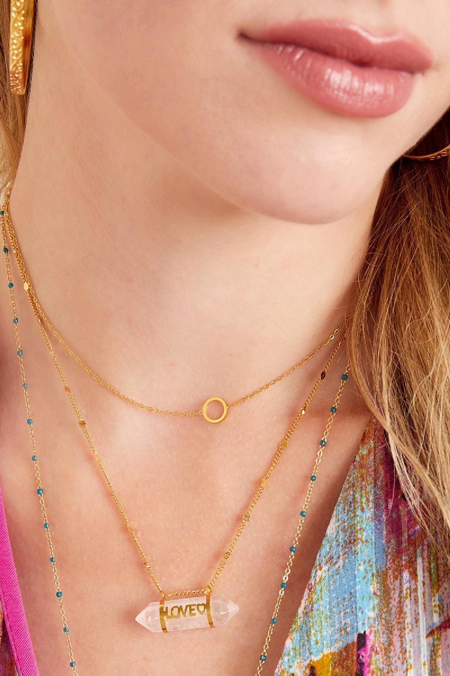 Minimalistic necklace open circle Gold Color Stainless Steel Picture3